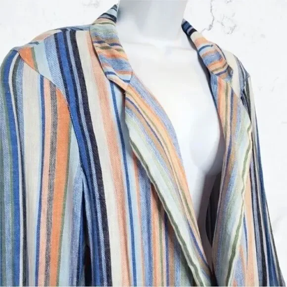 Caslon Linen Blazer Jacket sz M Striped Boyfriend Fit NEW - Picture 3 of 8
